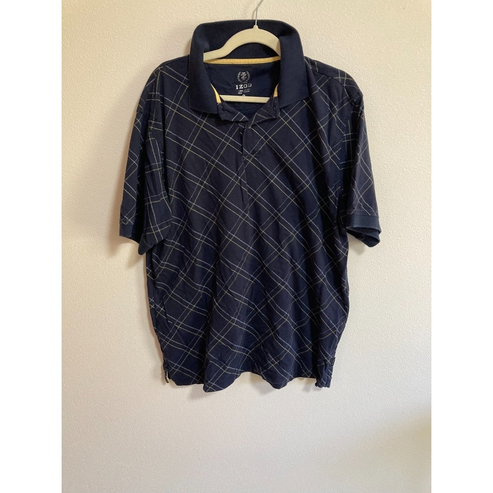 Izod Blue Yellow Polo Shirt Size‎ XL Men Short Sleeve